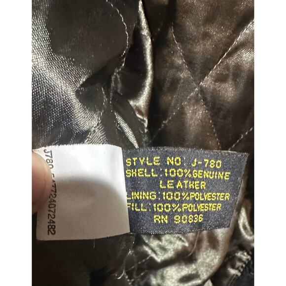 Vintage Wenatchee Wild Black Leather Bomber Jacket Full Zip Embroidered Logo - Picture 6 of 9